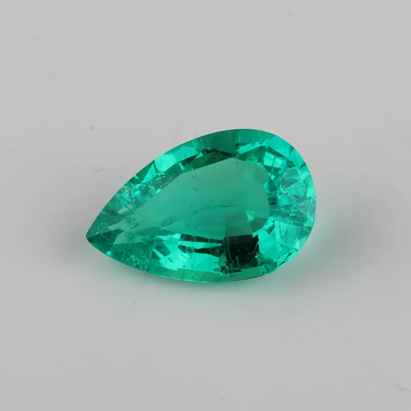 Colombia Green Color Pear Cut Lab Grown Emerald