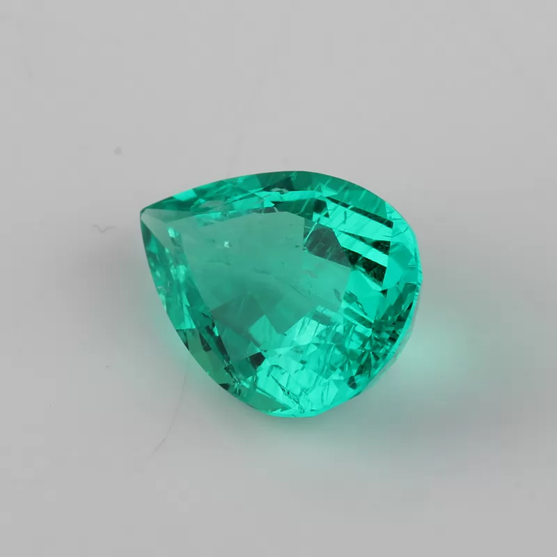 Colombia Green Color Pear Cut Lab Grown Emerald