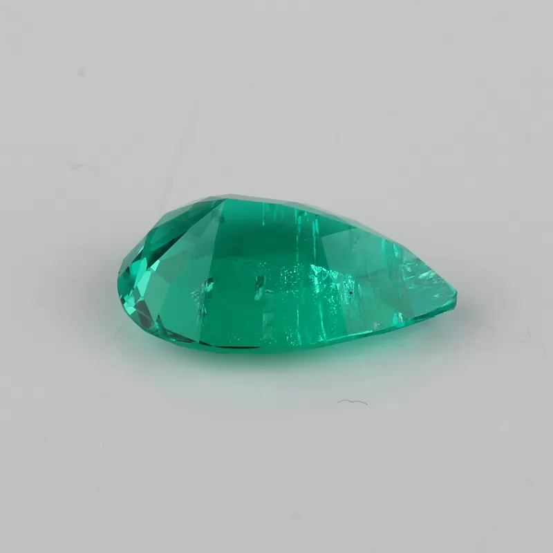 Colombia Green Color Pear Cut Lab Grown Emerald