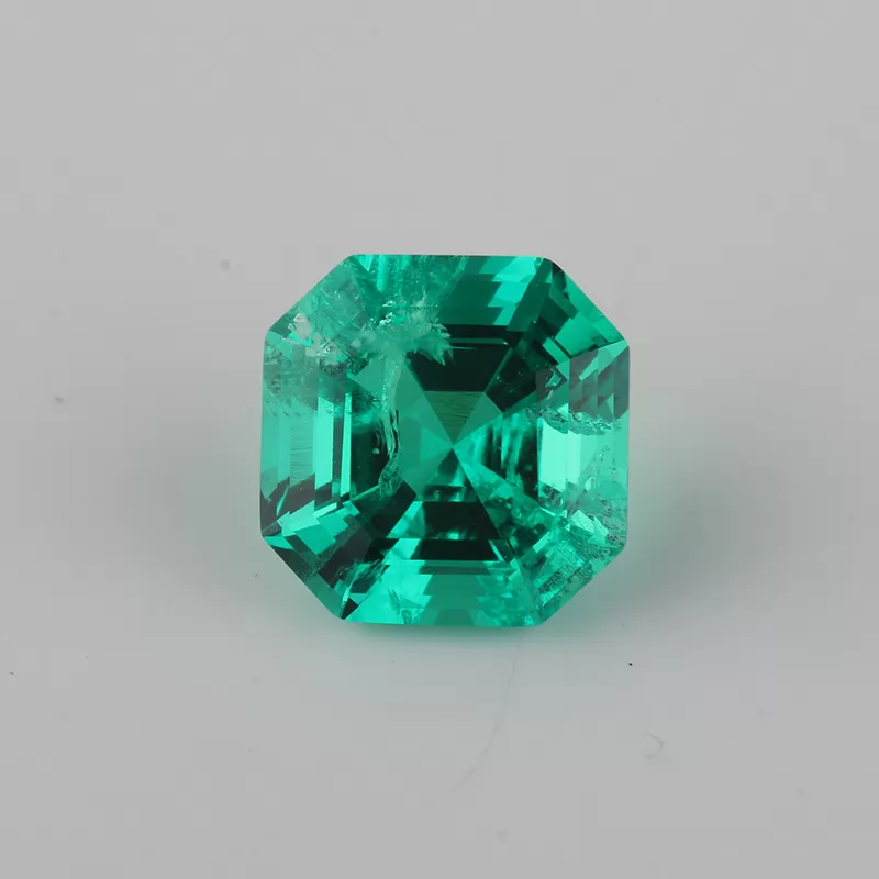 Colombia Green Color Asscher Cut Hydrothermal Emerald