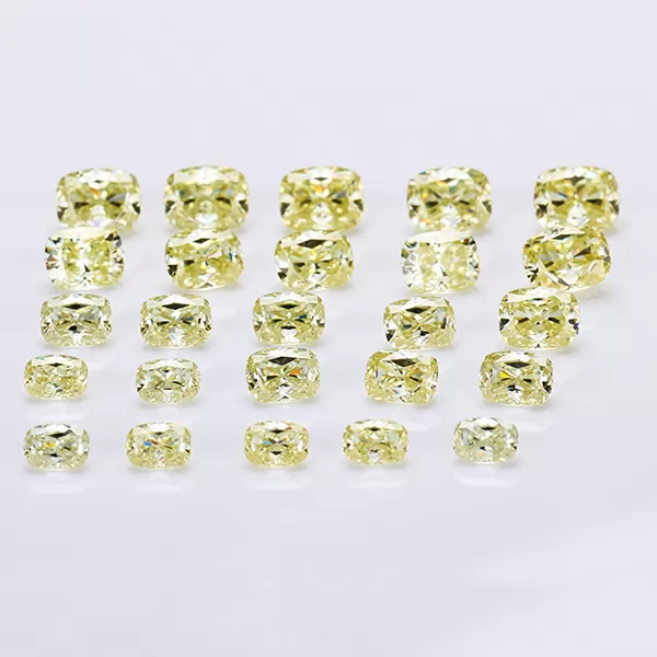 Yellow Color Cushion Shape Crushied Ice Cut Moissanite