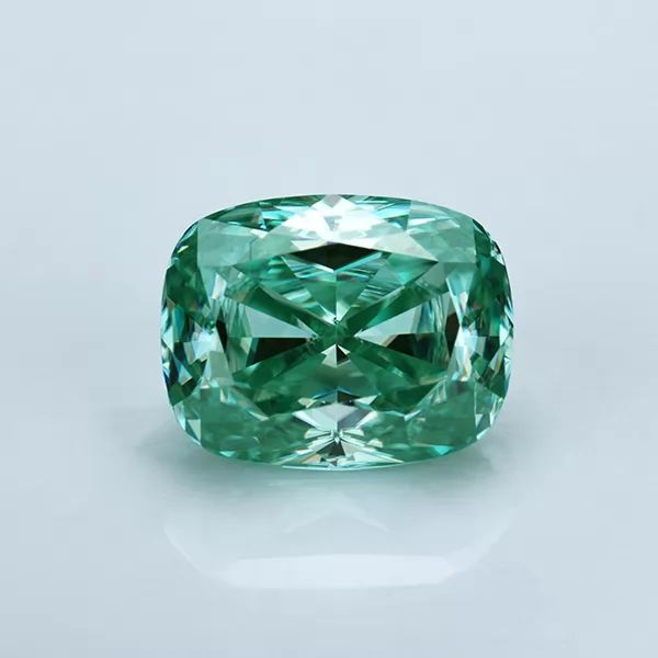 Green Color Cushion Shape Crushed Ice Cut Moissanite