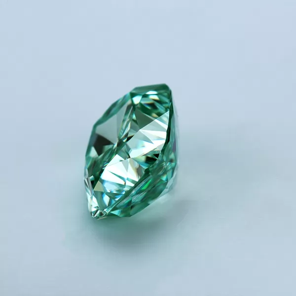 Green Color Cushion Shape Crushed Ice Cut Moissanite
