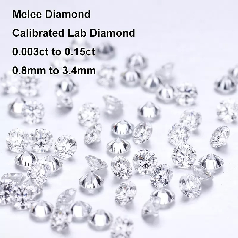 Melee Diamond 0.003ct to 0.15ct (0.8mm to 3.4mm) Round Brilliant Cut HPHT Lab Grown Diamond