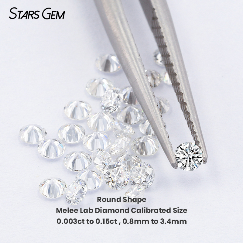 Melee Diamond 0.003ct to 0.15ct ( 0.8mm to 3.4mm ) Round Brilliant Cut HPHT Lab Grown Diamond