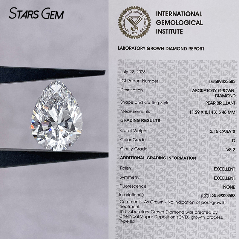 0.3ct to 10ct Fancy Shape HPHT CVD Lab Grown Diamond with IGI Certificate