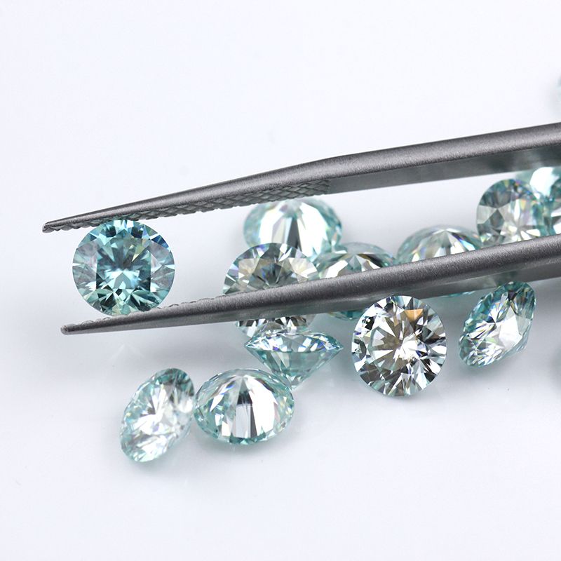 Blue Color Round Brilliant Cut Moissanite