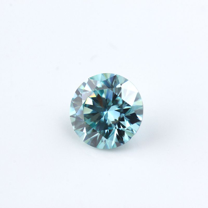 Blue Color Round Brilliant Cut Moissanite