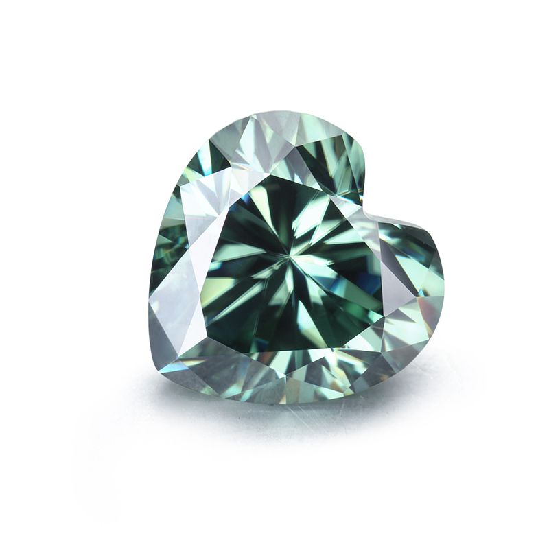 Green Color Heart Cut Moissanite