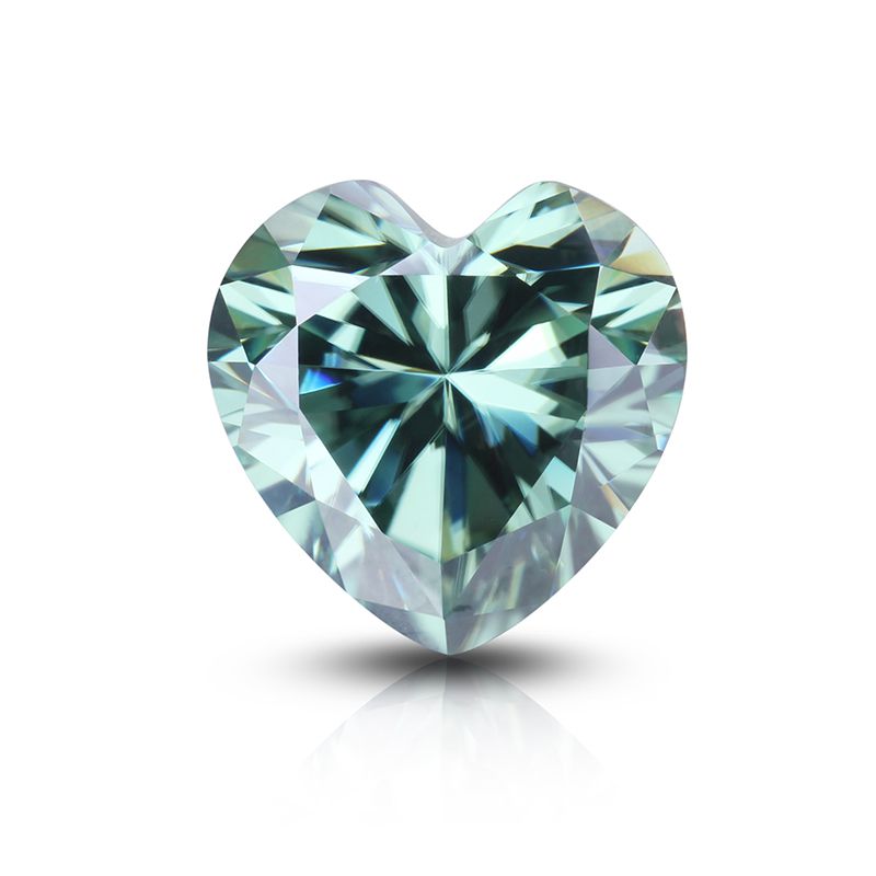 Green Color Heart Cut Moissanite