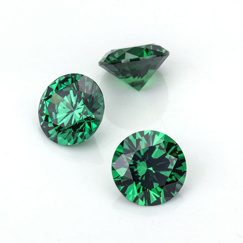 Round Brilliant Cut Emerald Green Cubic Zirconia