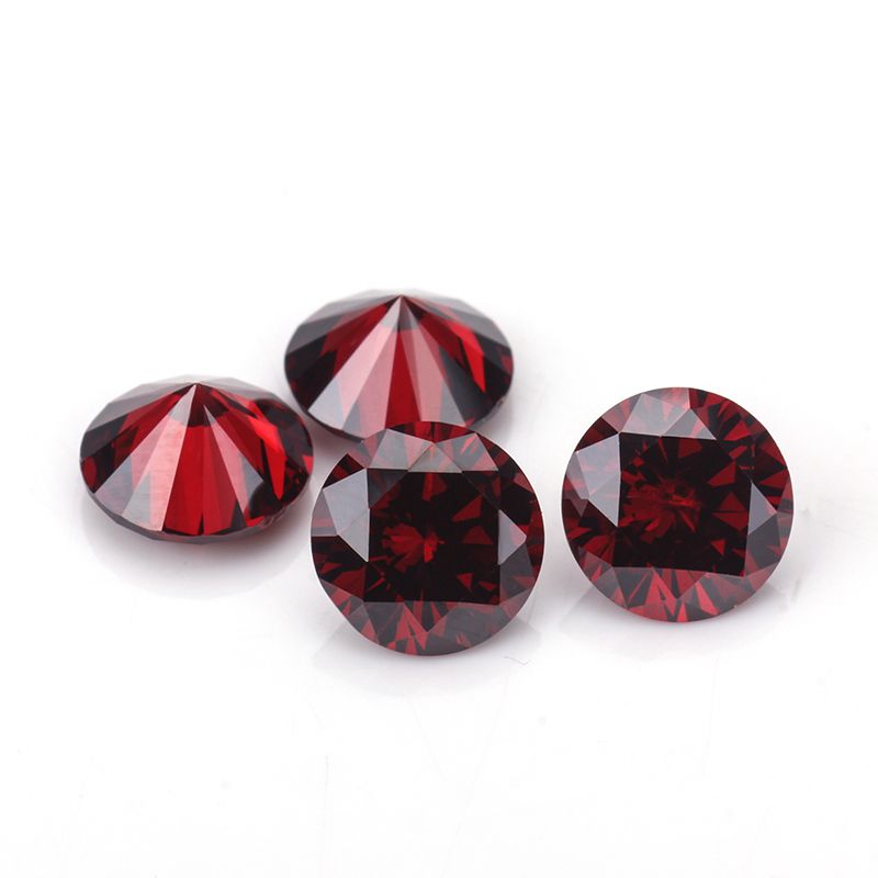 Round Brilliant Cut Dark Garnet Color Cubic Zirconia