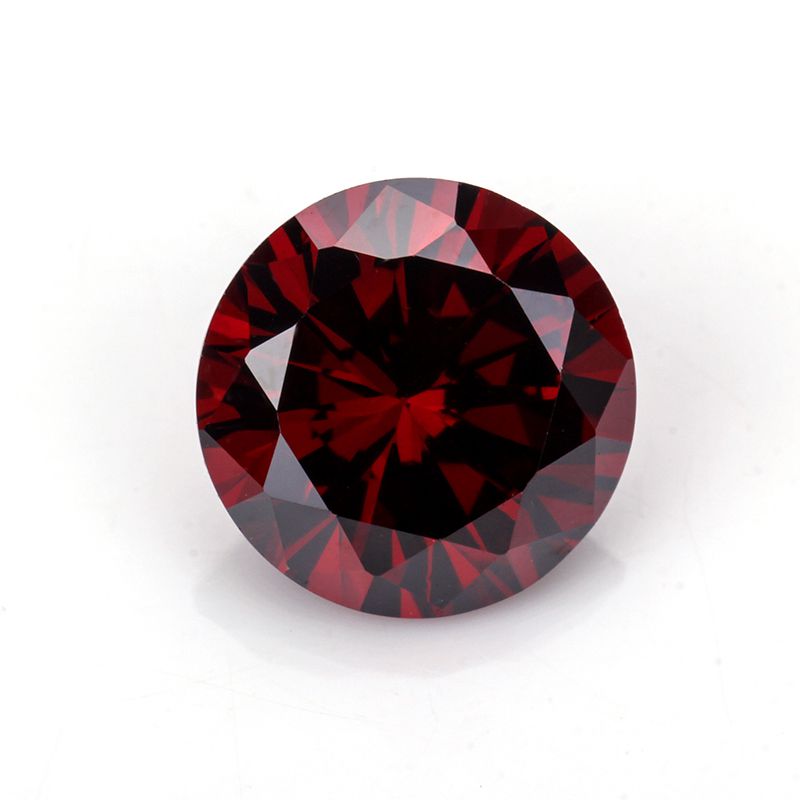 Round Brilliant Cut Dark Garnet Color Cubic Zirconia