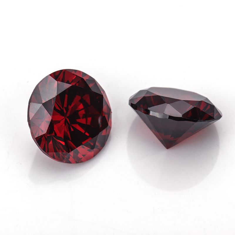 Round Brilliant Cut Dark Garnet Color Cubic Zirconia