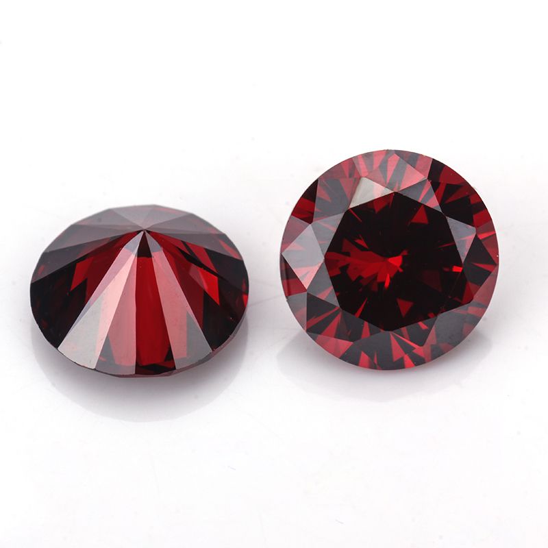 Round Brilliant Cut Dark Garnet Color Cubic Zirconia