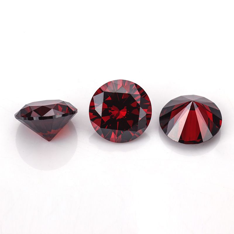 Round Brilliant Cut Dark Garnet Color Cubic Zirconia