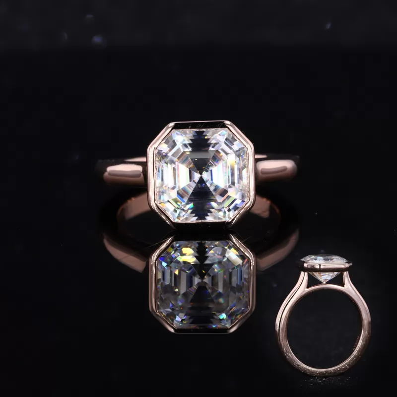 8mm Round Brilliant cut Moissanite with Hidden Halo Engagement Ring