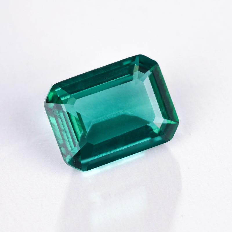 Zambia Green Color Octagon Emerald Cut Lab Grown Emerald