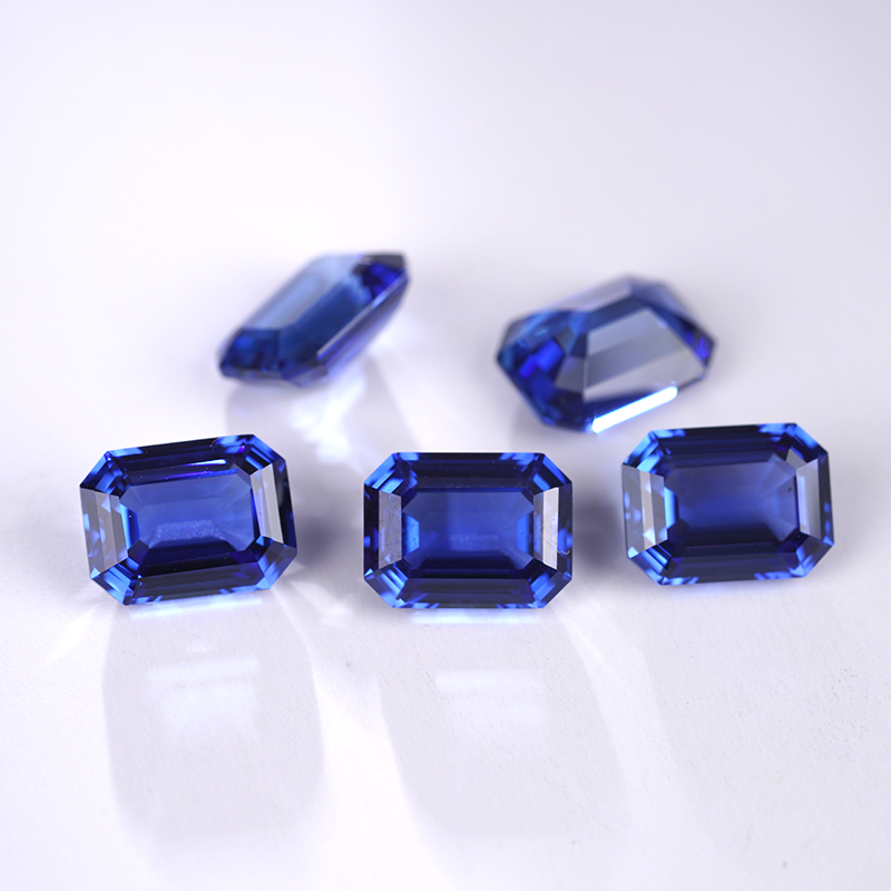 Royal Blue Color Octagon Emerald Cut Lab Grown Sapphire