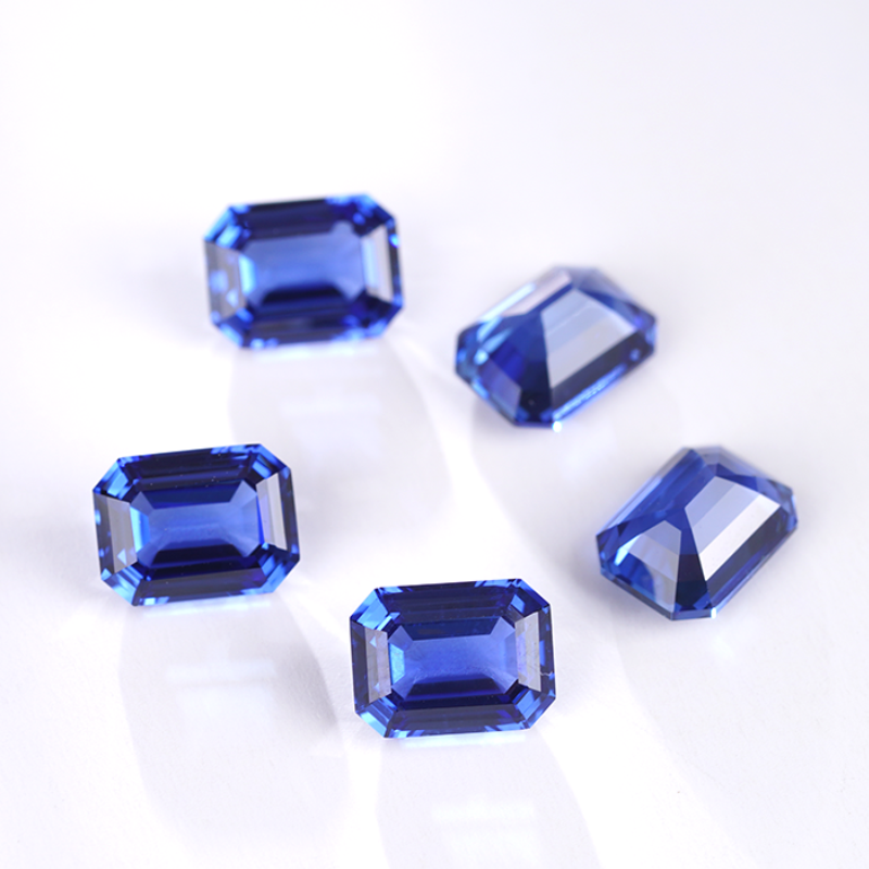 Royal Blue Color Octagon Emerald Cut Lab Grown Sapphire