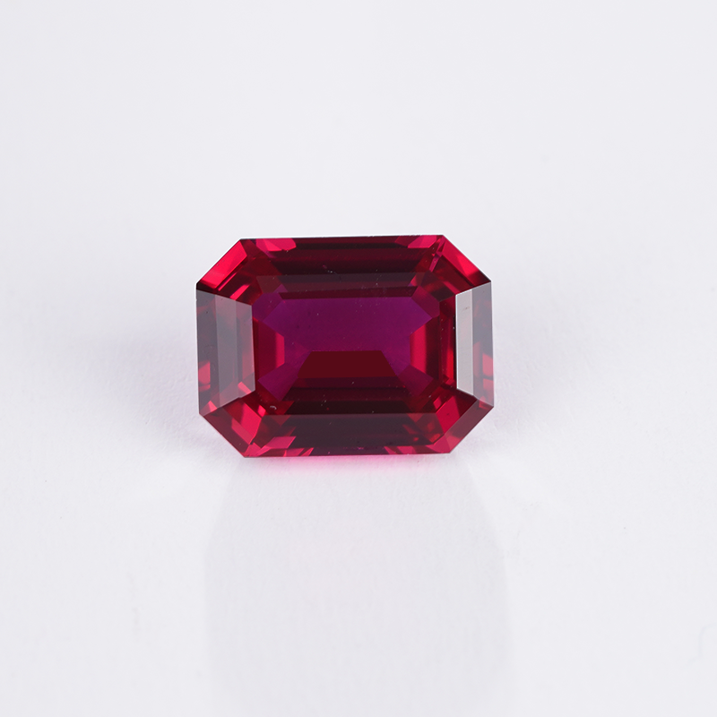 Pigeon Blood Red Octagon Emerald Cut Lab Grown Ruby Gemstone Stone