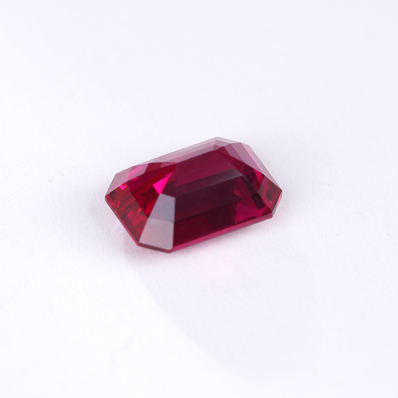 Pigeon Blood Red Octagon Emerald Cut Lab Grown Ruby Gemstone Stone