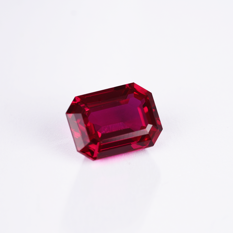 Pigeon Blood Red Octagon Emerald Cut Lab Grown Ruby Gemstone Stone