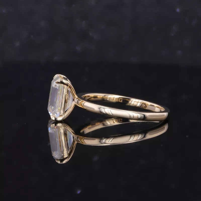 6×8mm Octagon Emerald Cut Moissanite Prong Set 9K Gold Solitaire Engagement Ring