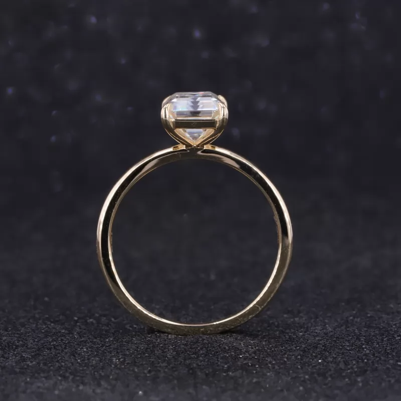 6×8mm Octagon Emerald Cut Moissanite Prong Set 9K Gold Solitaire Engagement Ring