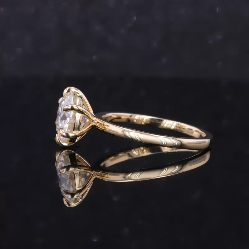 8mm Round Brilliant Cut Moissanite 6 Prongs Solitaire Engagement Ring