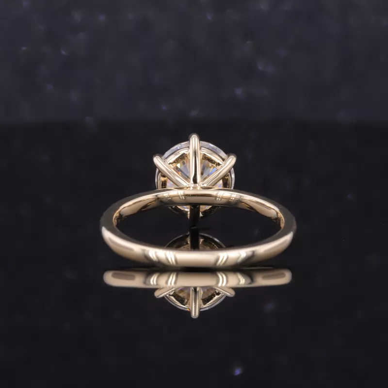 8mm Round Brilliant Cut Moissanite 6 Prongs Solitaire Engagement Ring