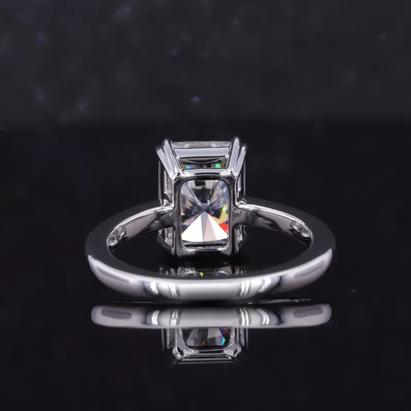 7×9mm Radiant Cut Grey Color Moissanite 14K White Gold Solitaire Engagement Ring