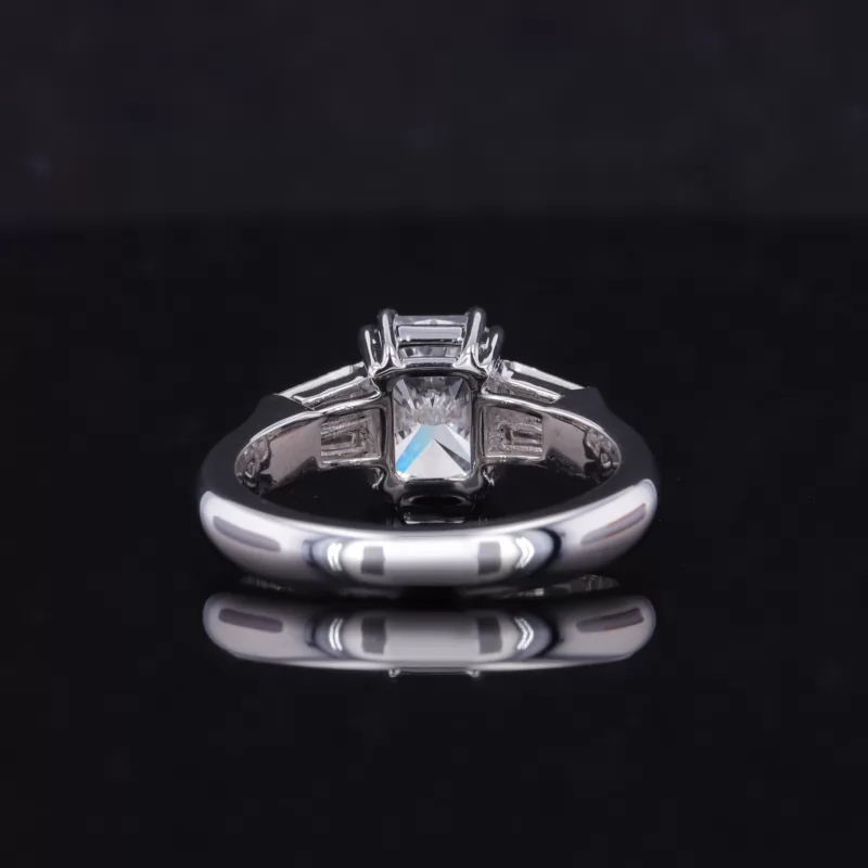 7.58×5.78mm Radiant Cut Lab Grown Diamond With Side Moissanite 18K White Gold Engagement Ring