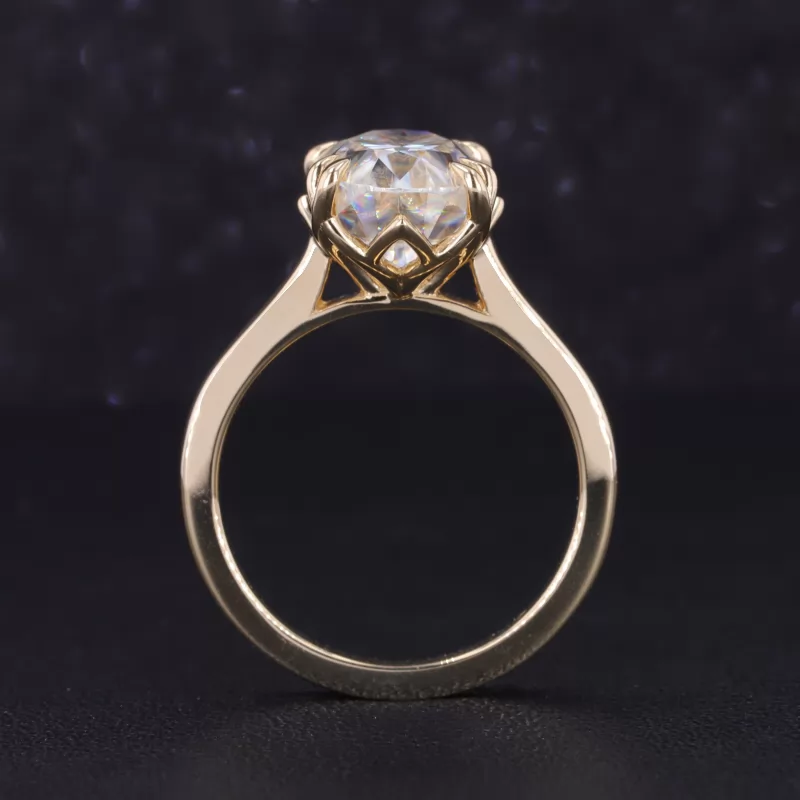 8×12mm Oval Cut Moissanite Basket Set 10K Gold Solitaire Engagement Ring