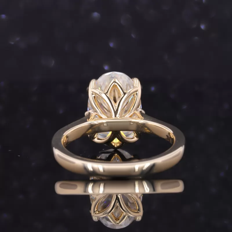 8×12mm Oval Cut Moissanite Basket Set 10K Gold Solitaire Engagement Ring