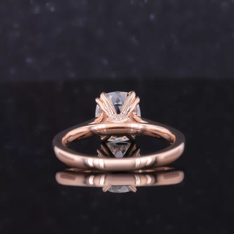 7.5×8.5mm Old Mine Cut Moissanite With Speacial Set 10K Rose Gold Solitaire Engagement Ring