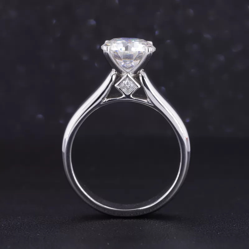 9mm Round Brilliant Cut Moissanite PT950 Wide Band Style Solitaire Engagement Ring