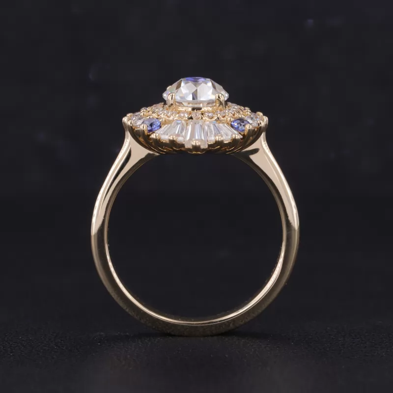 6mm Old European Cut Moissanite 10K Gold Halo Engagement Ring