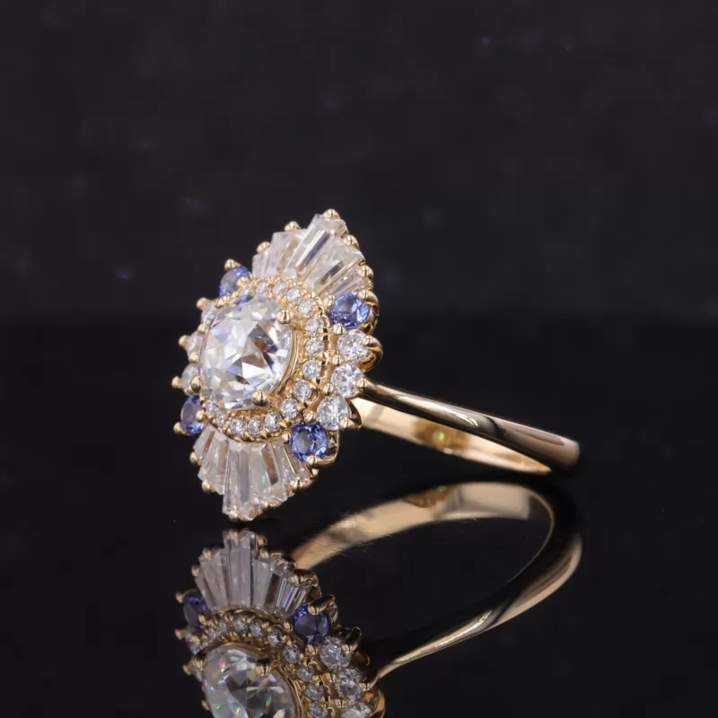 6mm Old European Cut Moissanite 10K Gold Halo Engagement Ring