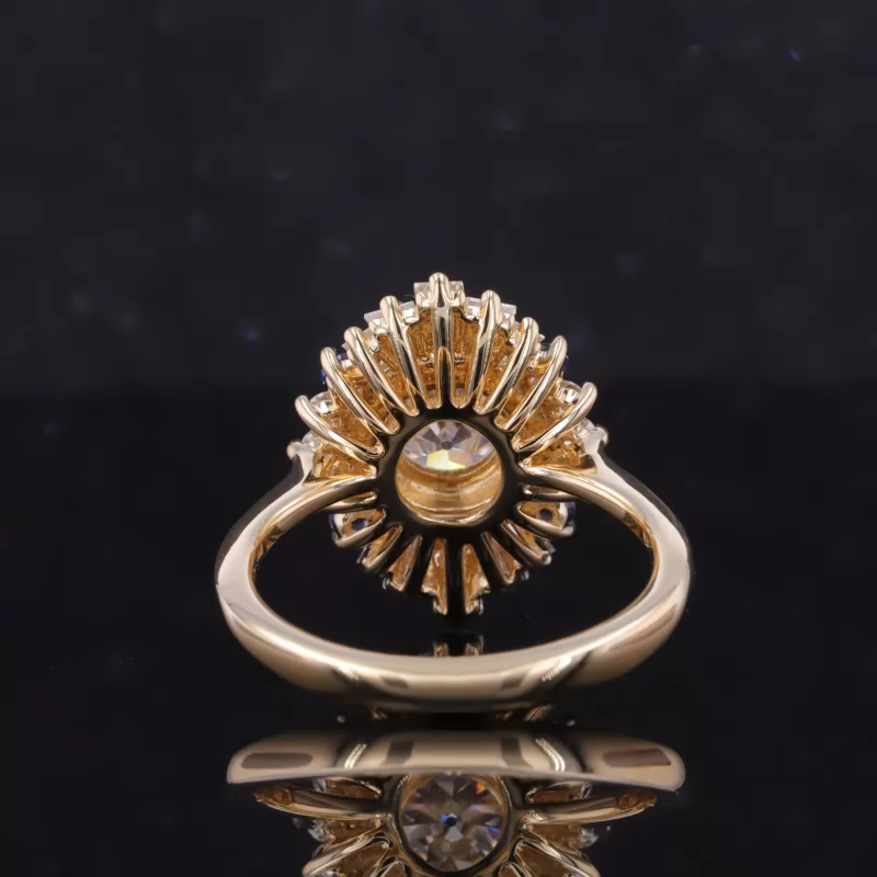 6mm Old European Cut Moissanite 10K Gold Halo Engagement Ring