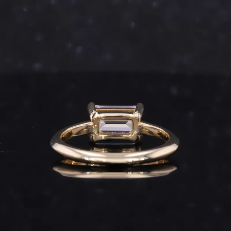5×8mm Octagon Emerald Cut Moissanite 9K Gold Solitaire Engagement Ring