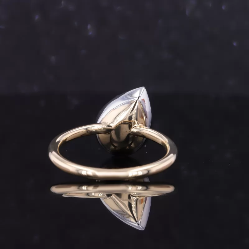 7×11mm Pear Cut Moissanite Bezel Set 14K Gold Solitaire Engagement Ring