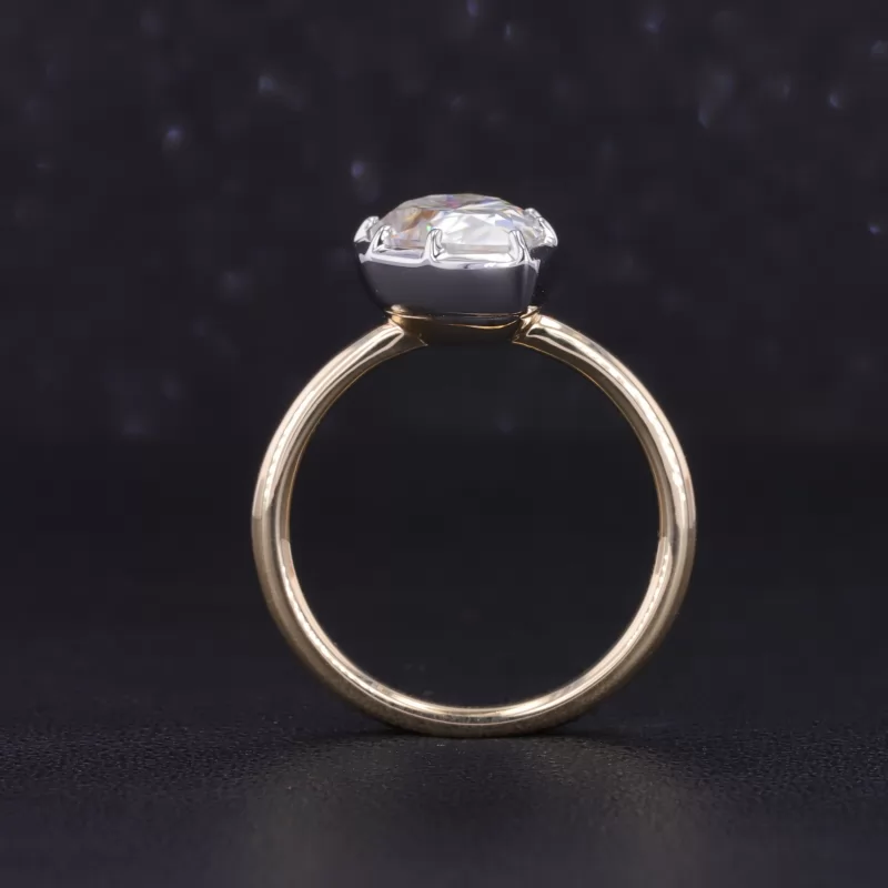 7×11mm Pear Cut Moissanite Bezel Set 14K Gold Solitaire Engagement Ring