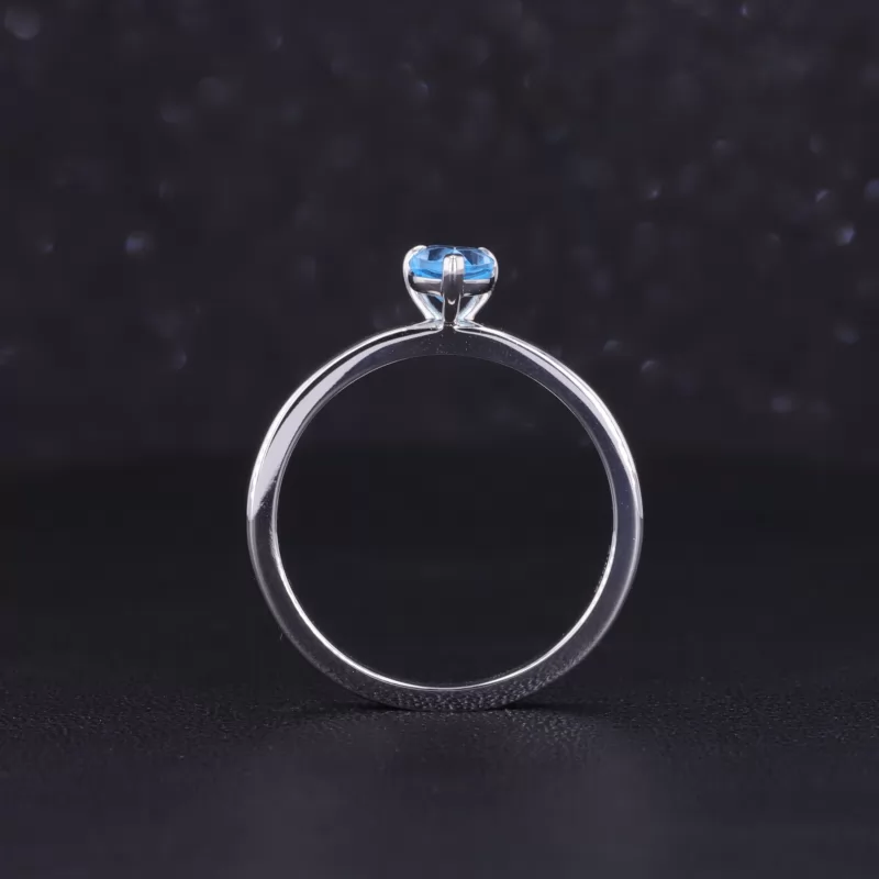 4×6mm Pear Cut Lab Grown Yttrium Aluminum Garnet Paraiba 18K White Gold Solitaire Engagement Ring