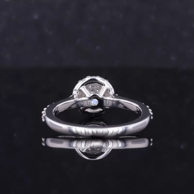 5mm Round Brilliant Cut Moissanite 14K White Gold Pave Engagement Ring