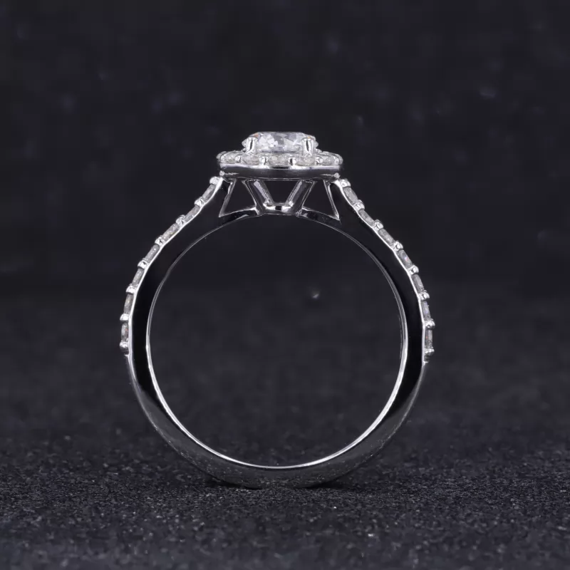 5mm Round Brilliant Cut Moissanite 14K White Gold Pave Engagement Ring