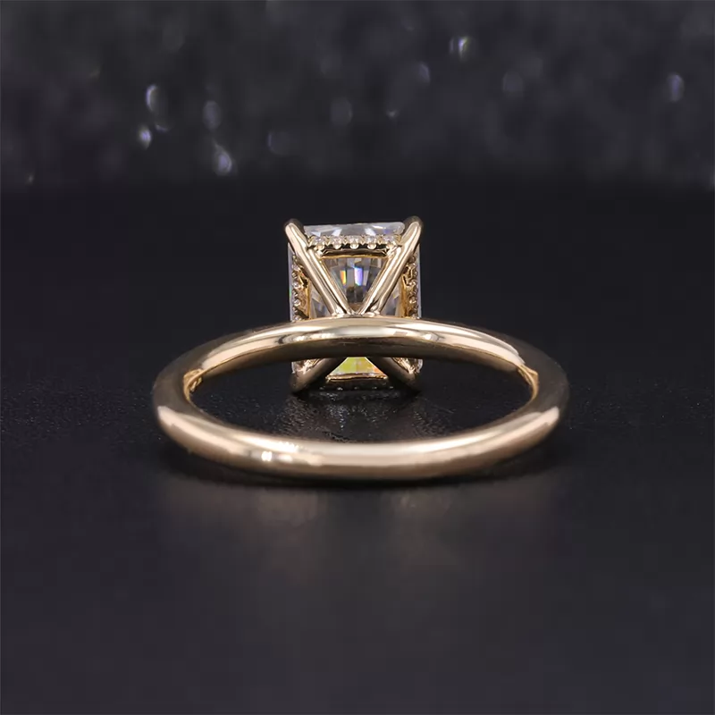 10×12mm Radiant Cut Moissanite 14K Yellow Gold Pave Engagement Ring