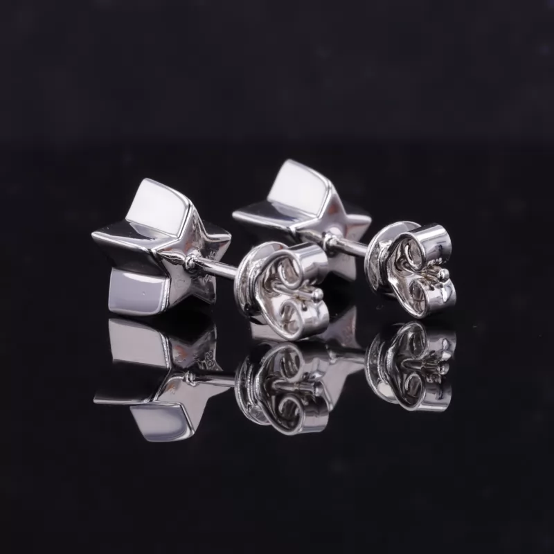 6×6mm Star Cut Moissanite Bezel Set S925 Sterling Silver Diamond Stud Earrings