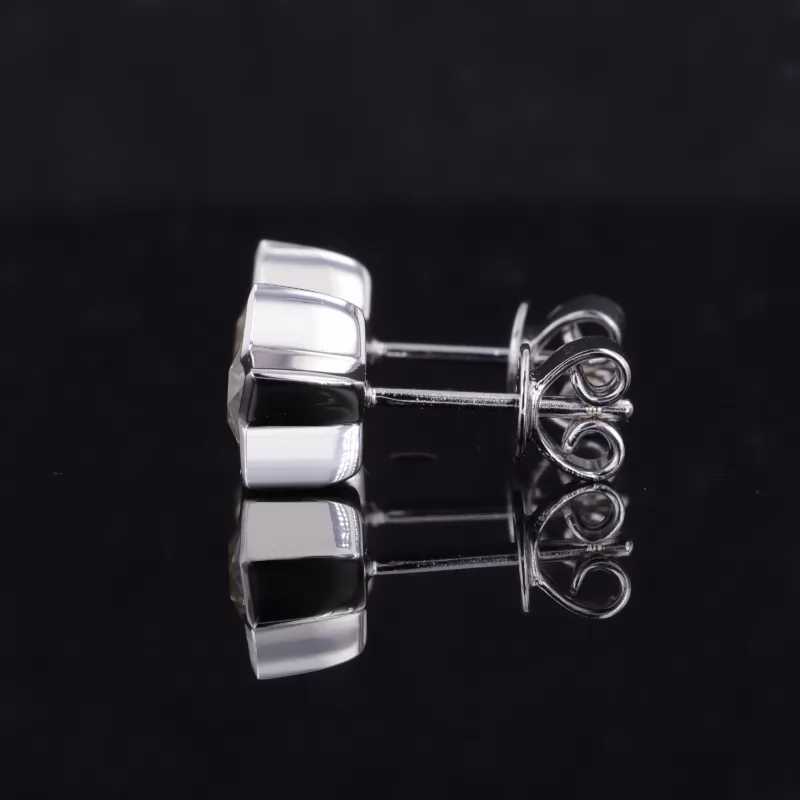 6×6mm Star Cut Moissanite Bezel Set S925 Sterling Silver Diamond Stud Earrings