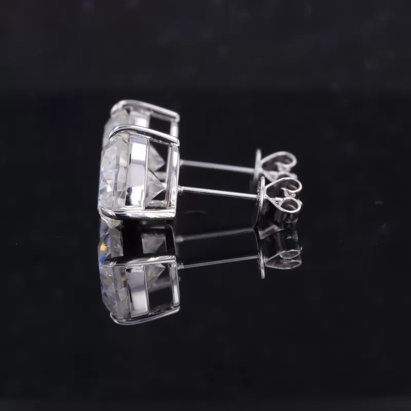 8×8mm Heart Cut Moissanite 3 Prongs 10K White Gold Diamond Stud Earrings